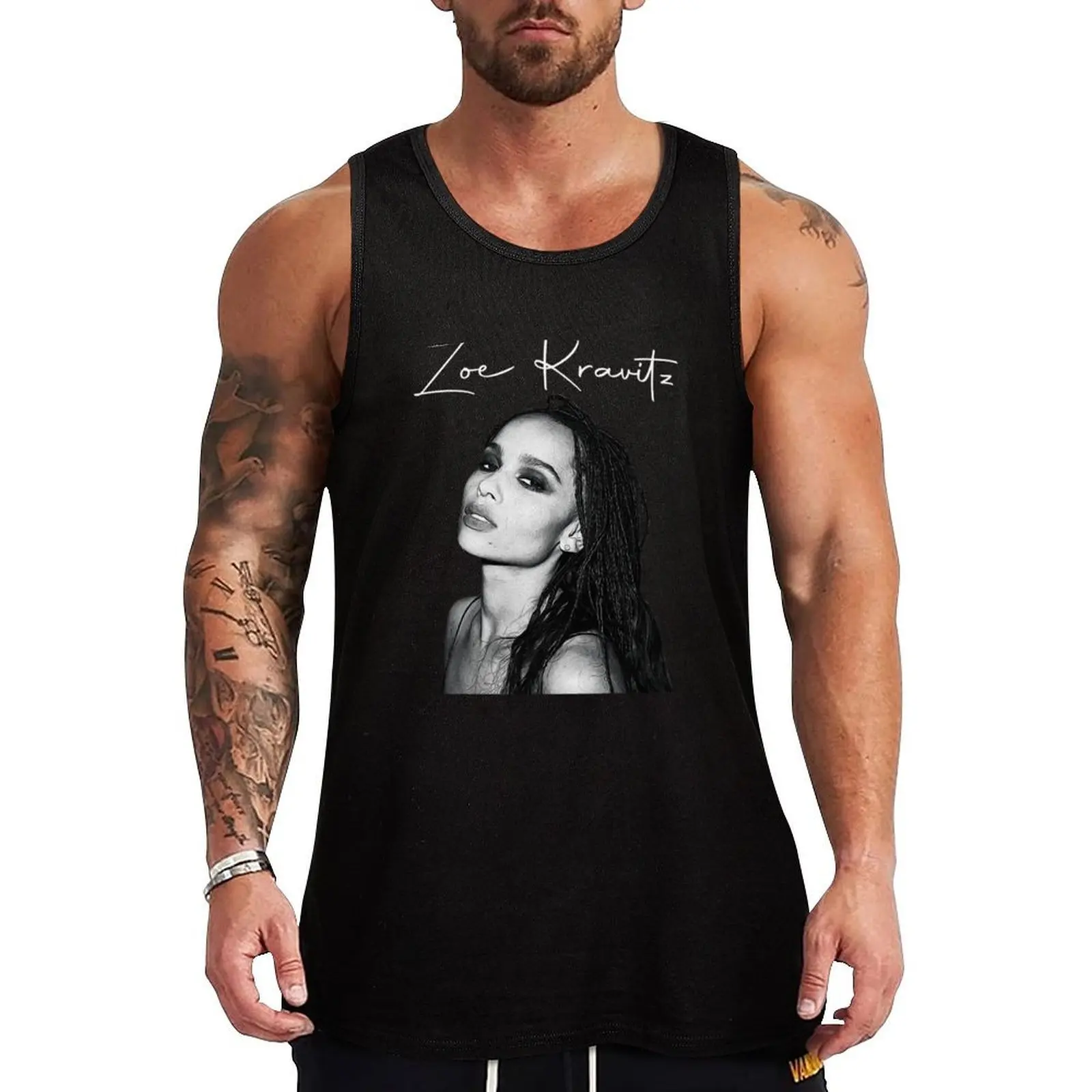 Camiseta Regata com Estampa Zoe Kravitz, Camiseta Regata Casual Macia, Camiseta Sem Mangas Solta para o Dia a Dia