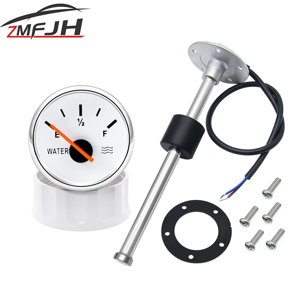 52MM Wasserstandsanzeige 100-500mm 0-190ohm Edelstahl Wasserstandsanzeige Sensor für Boot Auto mit roter Hintergrundbeleuchtung 9-32V