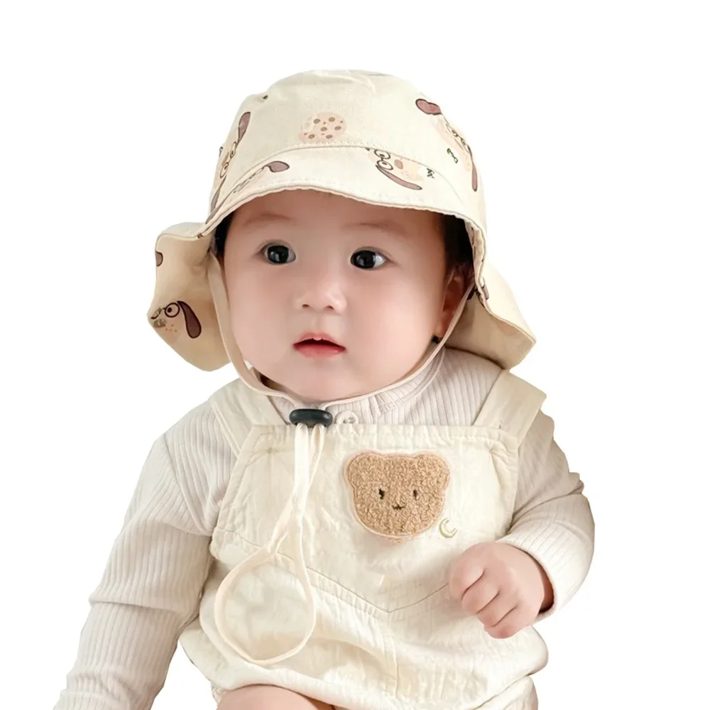 

Summer Baby Bucket Hat for Boys Girls Panama Cotton Cute Dog Toddler Sun Cap Children Beach Sun Hat Kids UV Protection Cap