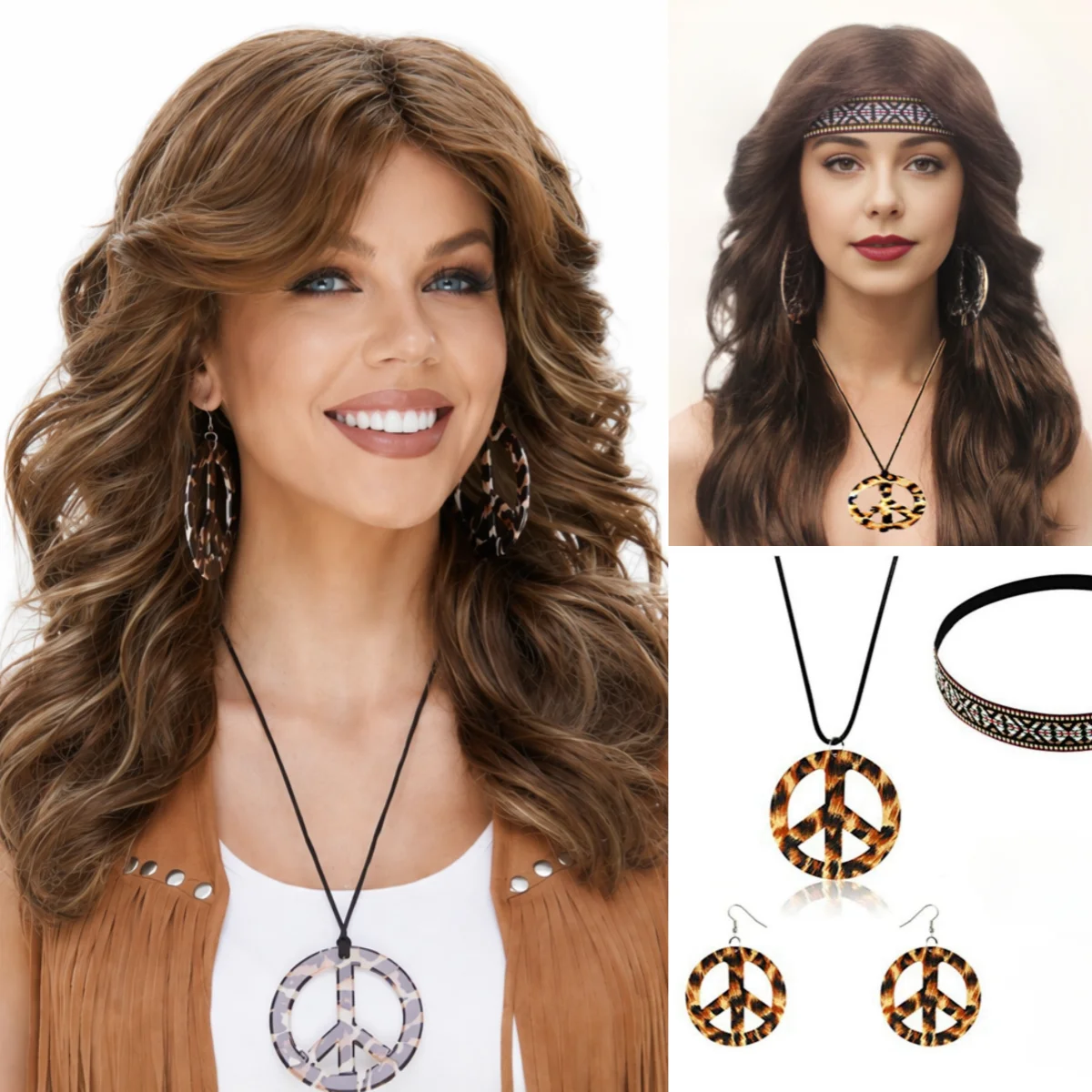 REEWES Blonde Wig 70s 80s Farrah Fawcett Wigs Disco Halloween Costume Cosplay Black Brown Synthetic Wigs Daily Party