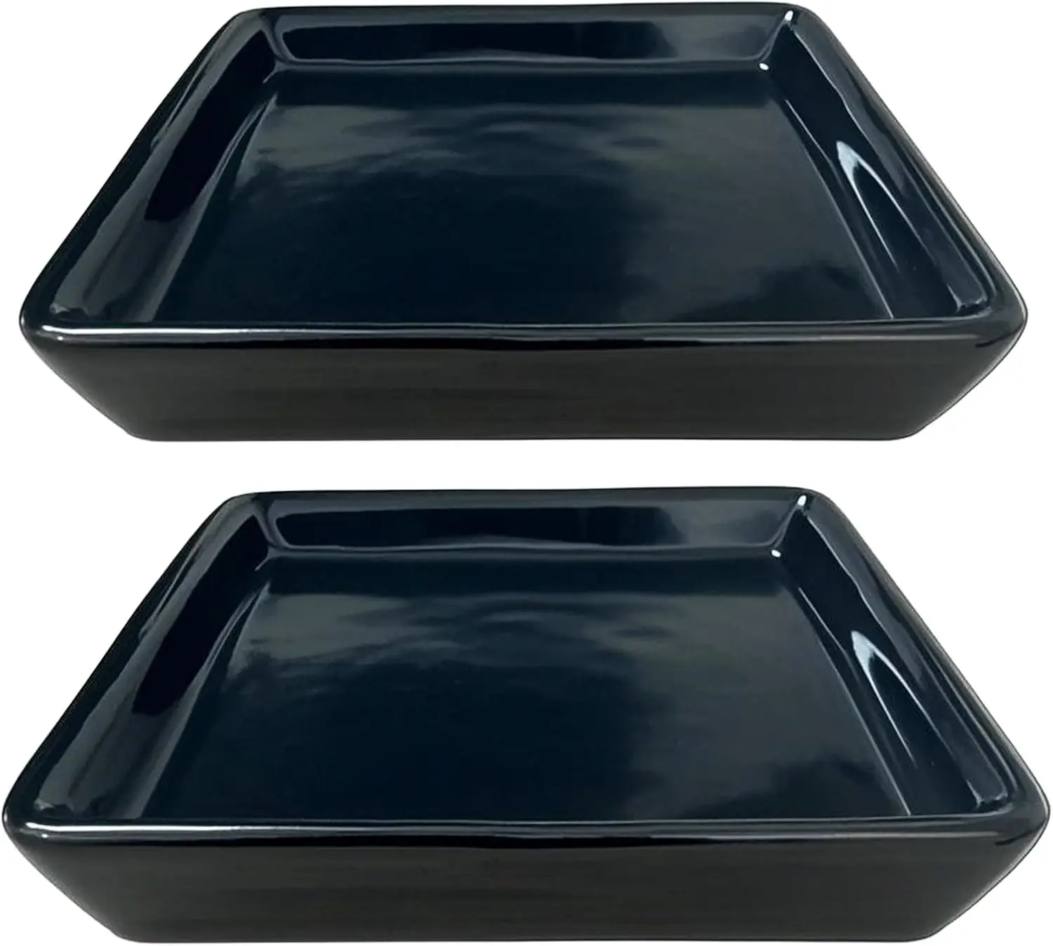 

Square Plant Saucer 10 Inch 2 Pack，Plant Trays for Pots, Black Ceramic Plant Saucers for Indoors Outdoors, Plant Drip Tray 4 6 8