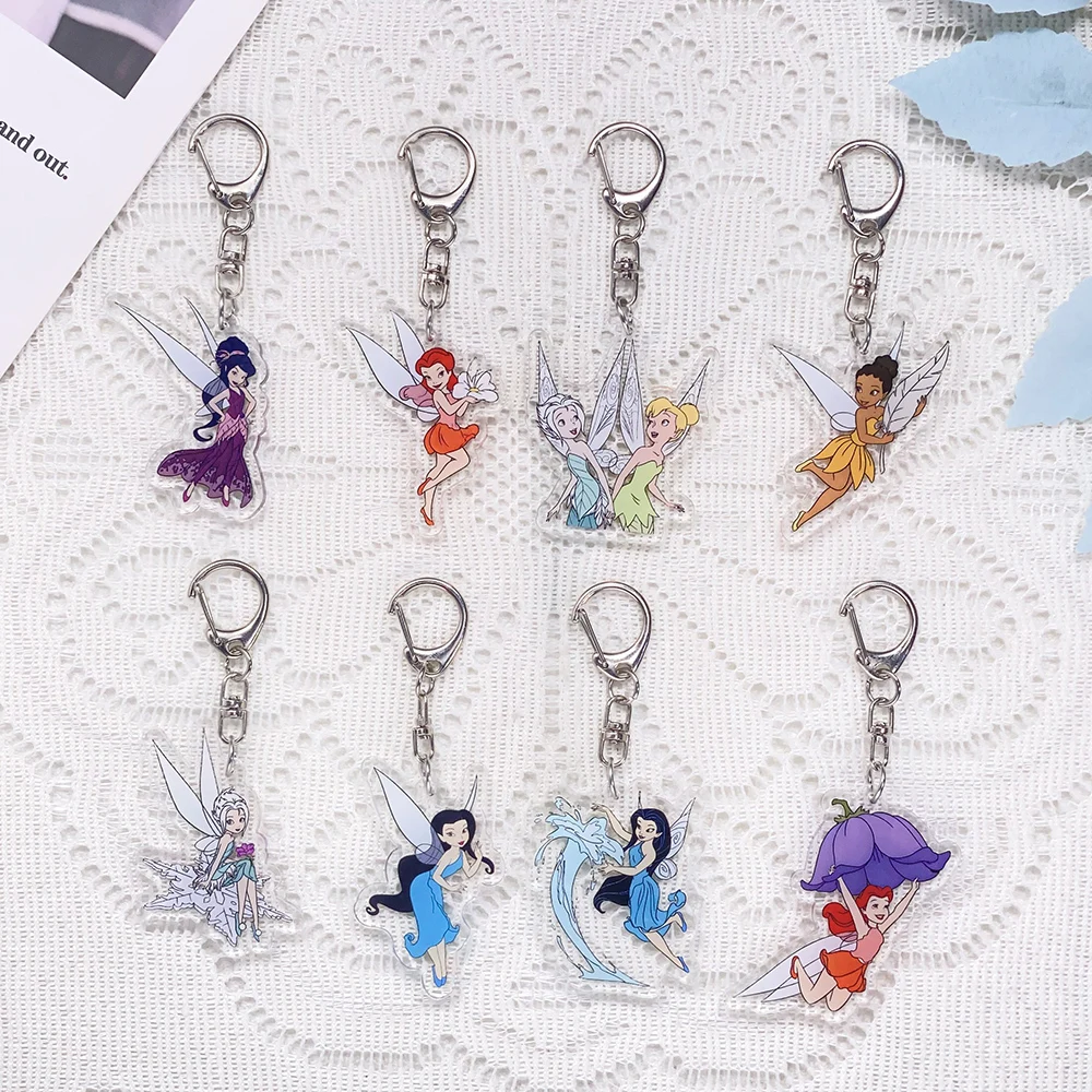 Lote de 1/12 Llaveros de Acrílico de Disney con Diseño de Tinker Bell y la Hada Pirata, Adornos Divertidos para Bolsos, Decoración, Regalo para Amigos