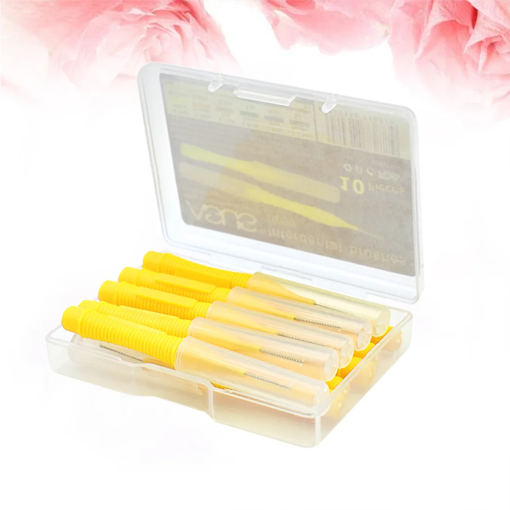 

1 Set of 10pcs Interdental Between Teeth Dental Floss Pick Dental Care (Yellow) interdental brush cleaners