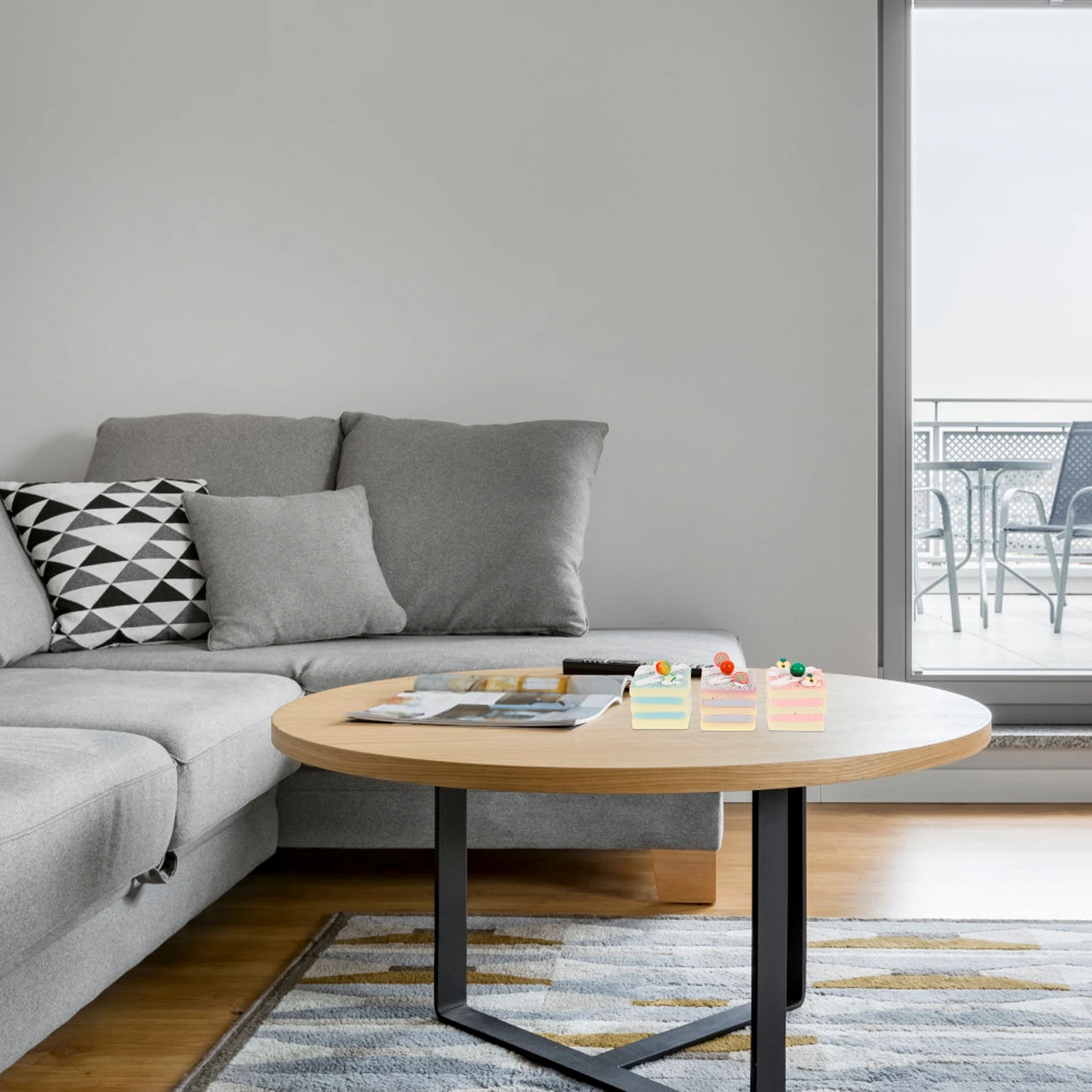 

6Pcs Square Artificial Cake Simulation Lifelike Small Cream Fruit Decor Photography Prop Home Shop Bar Display