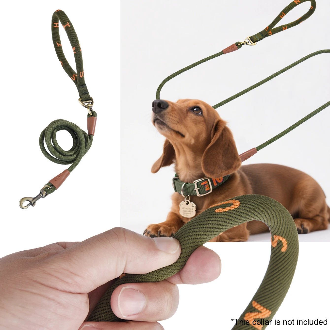【セール中】LL046--1Pc ポリアミドペット犬用リード、ソフトロープハンドルデザイン、亜鉛合金バックルと回転可能なリング、5フィット長さのペット犬用リード。