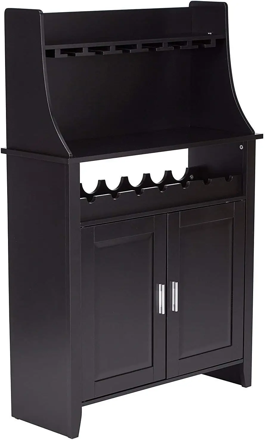 Wood Wine Rack Buffet & Storage Cabinet, Black, WR1345
