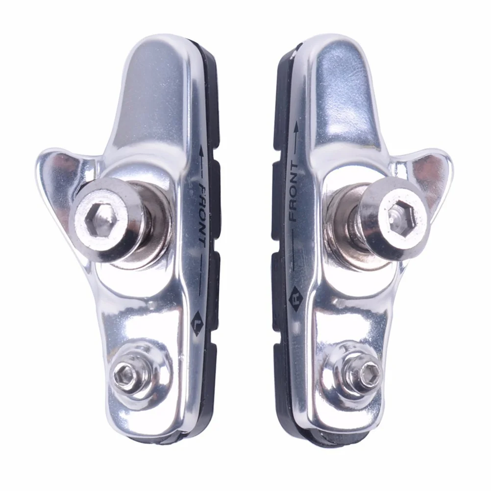 

1 Pair Aluminium Alloy Frame Bike Brake Pads Set Road Mountain C-Brake Blocks Shoes No Noise No Skid Brake Pads (Silver)