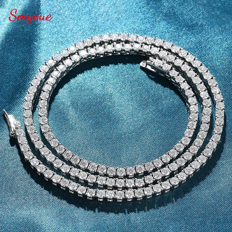 

Smyoue 3/4/5mm 100% All Moissanite Necklace for Women Men Sparkling Lab Diamond Tennis Necklace Chain 925 Sterling Silver GRA