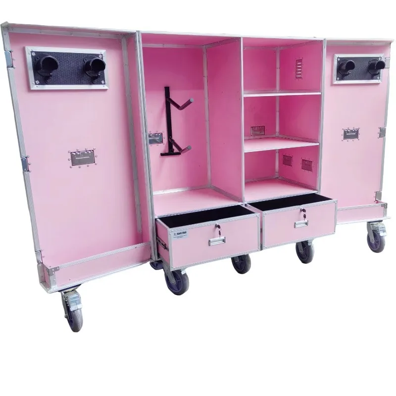 

2026 Custom Pink Color Mobile Horse Riding Equipment Storage Flight Case Professional Horse Saddle Box for Animal Supplies