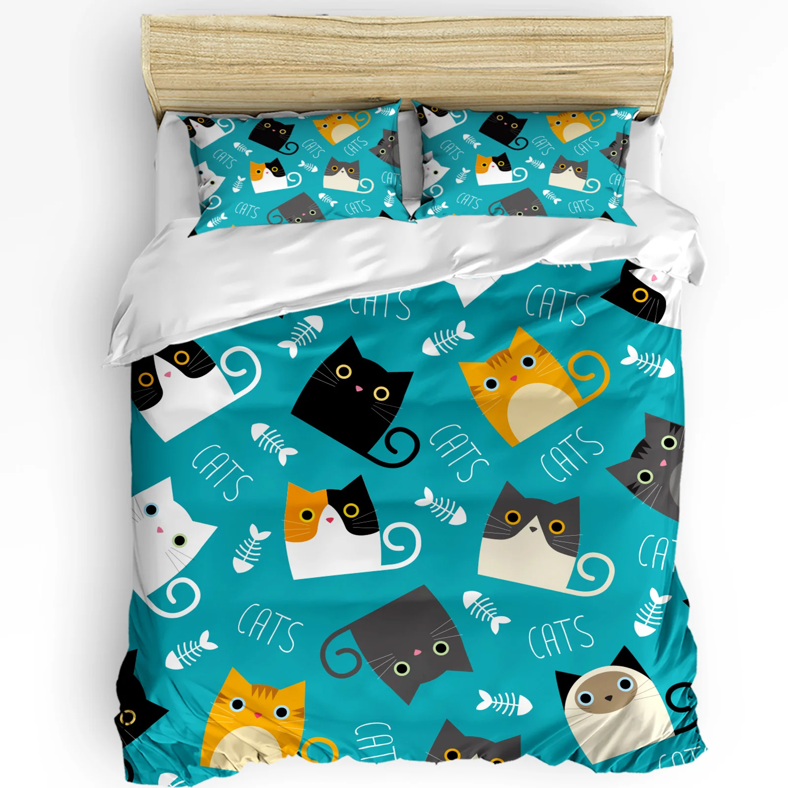 

Cartoon Animal Color Cat Duvet Cover Bed Bedding Set Double Home Textile Quilt Cover Pillowcases Bedroom Bedding Set No Sheet