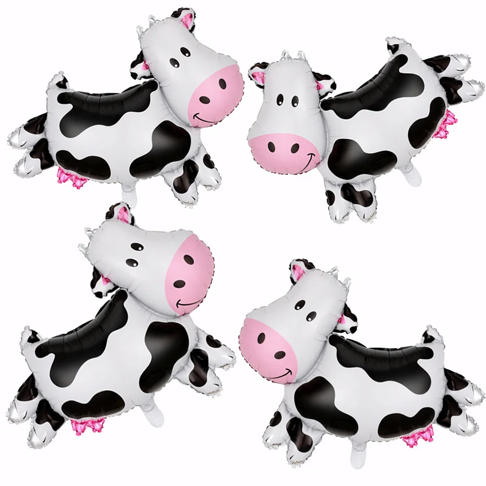 

4 Pcs Cow Balloons Cow Shape Farm Cowboy Theme Party Decorations Baby Shower Girl One 1st Birthday Supplies