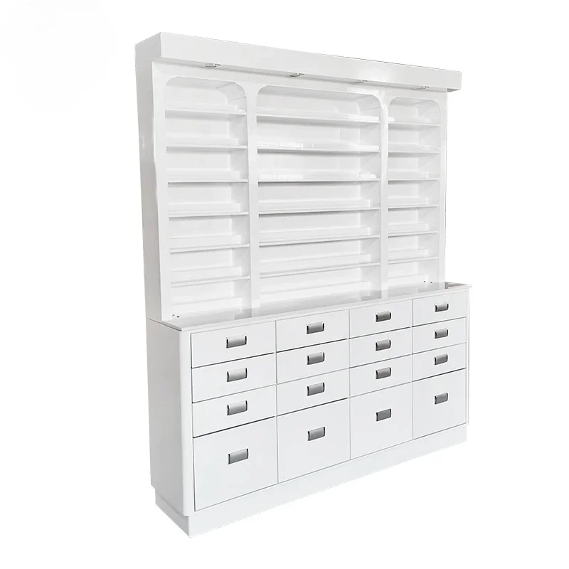 

Superior Custom Salon Furniture White Nail Polish Cabinet Display Rack With Drawers