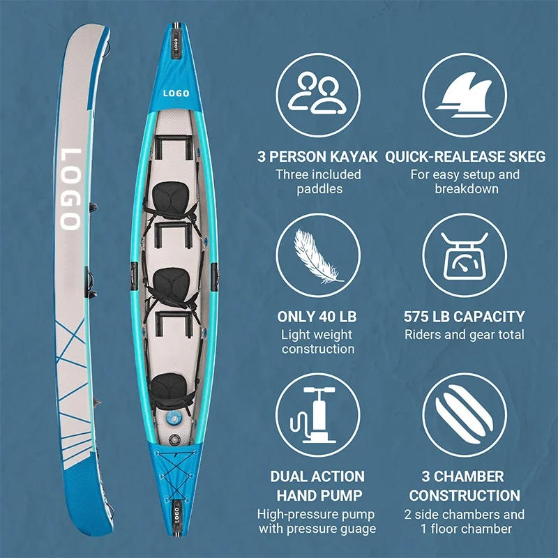 Inflatable 3 Person Fishing Paddle Kayak Manufacturer Drop Stitch Kayak