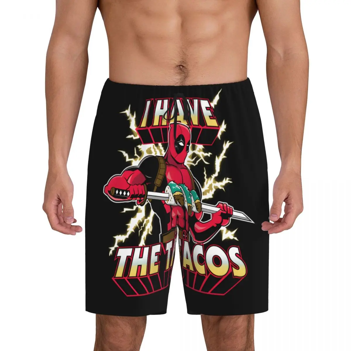 

Custom Printed Men's I Have The Tacos Deadpool Pajama Bottoms Sleepwear Pjs Sleep Shorts with Pockets
