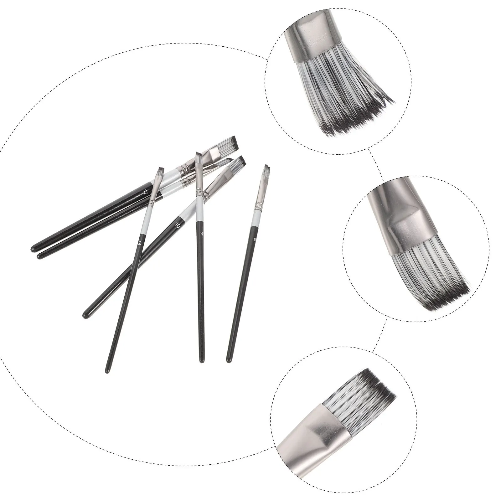 مجموعة 6 قطع من فرش الرسم الفنية ذات الجودة الممتازة للألوان المائية والزيت والأكريليك والغواش والوجه ومستلزمات الرسم الاحترافية