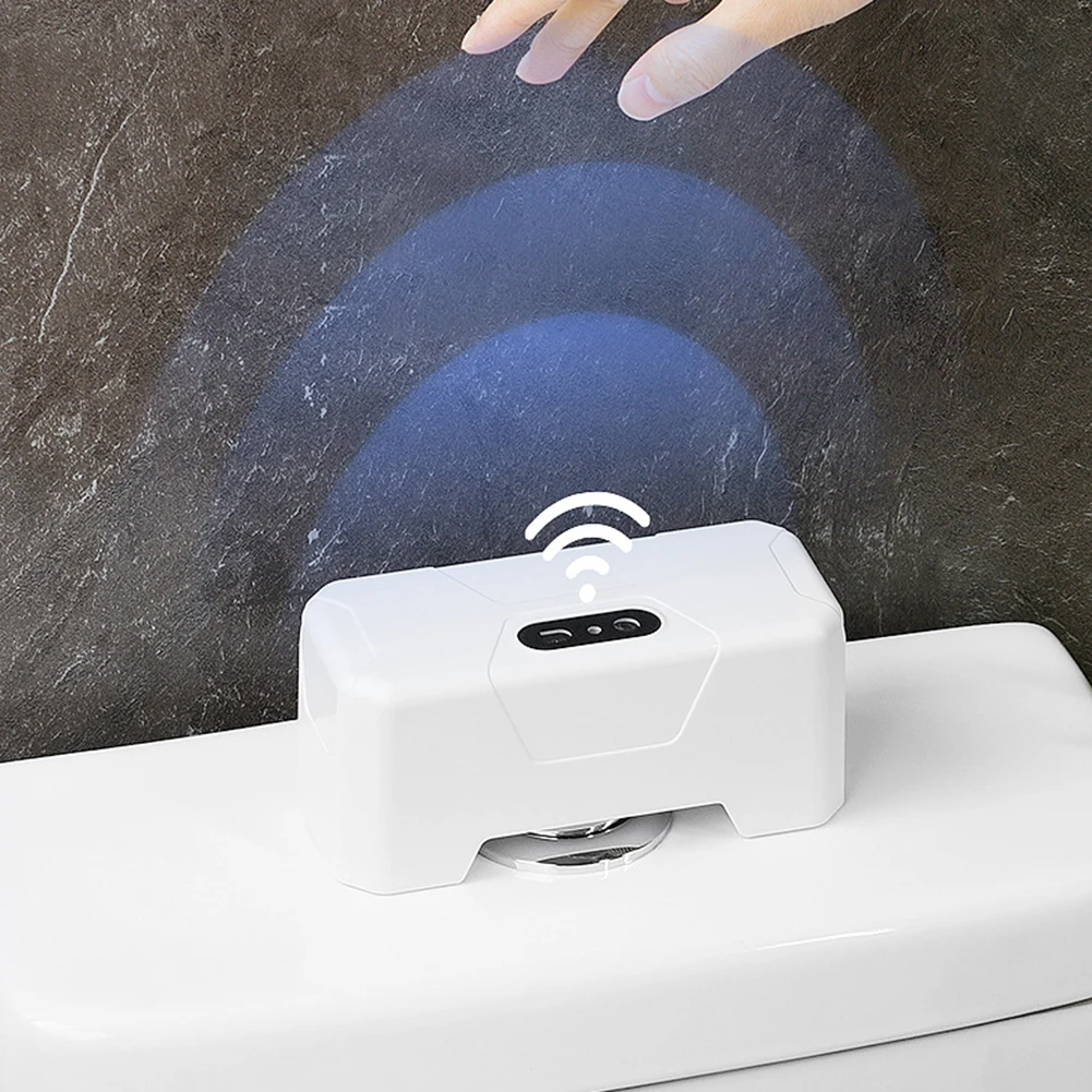 Toilets Flush Valves Non-Contact Intelligent Toilets Flush Button Splash-proof with Wireless Transmitter for Home Hotel Bathroom