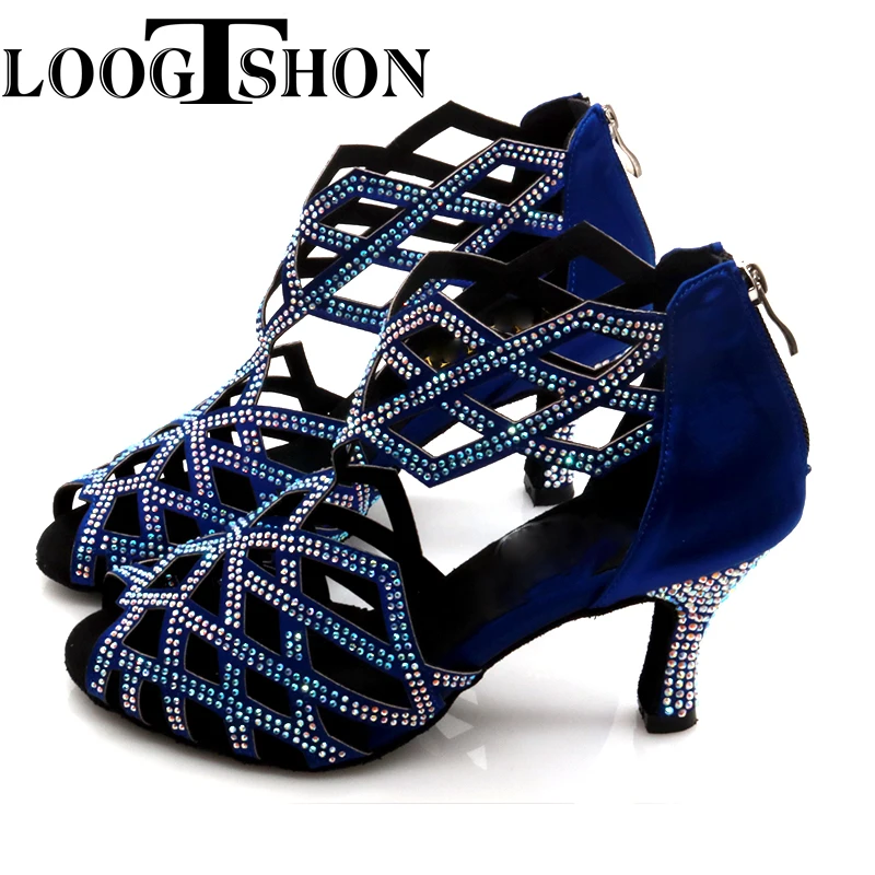 

LOOGTSHON New Dance Shoes Latin Party Wedding Dance Shoes Ballroom Women Dance Shoes Rhinestone Gold Silver Black Glitter