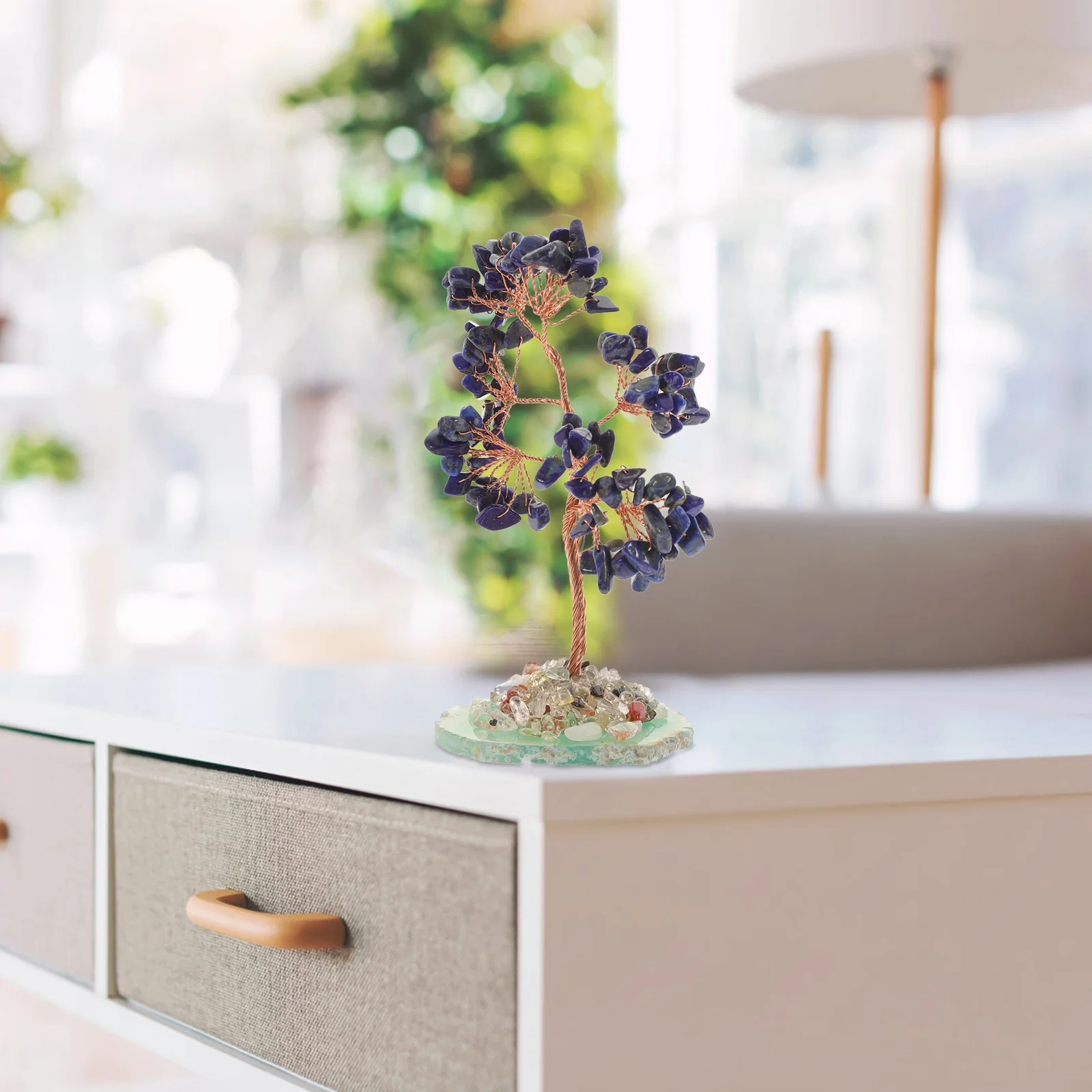 

1Pcs Delicate Crystal Money Tree Ornament Monkey Design Natural White Crystal Feng Shui Decoration for Home Office Shop Symbol