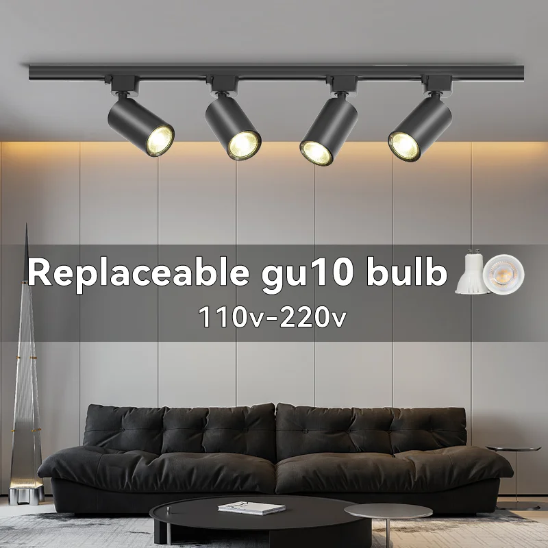 Set luci a binario a Led Gu10 illuminazione a binario di ricambio faretti a binario a soffitto 5W illuminazione su rotaia negozio di abbigliamento