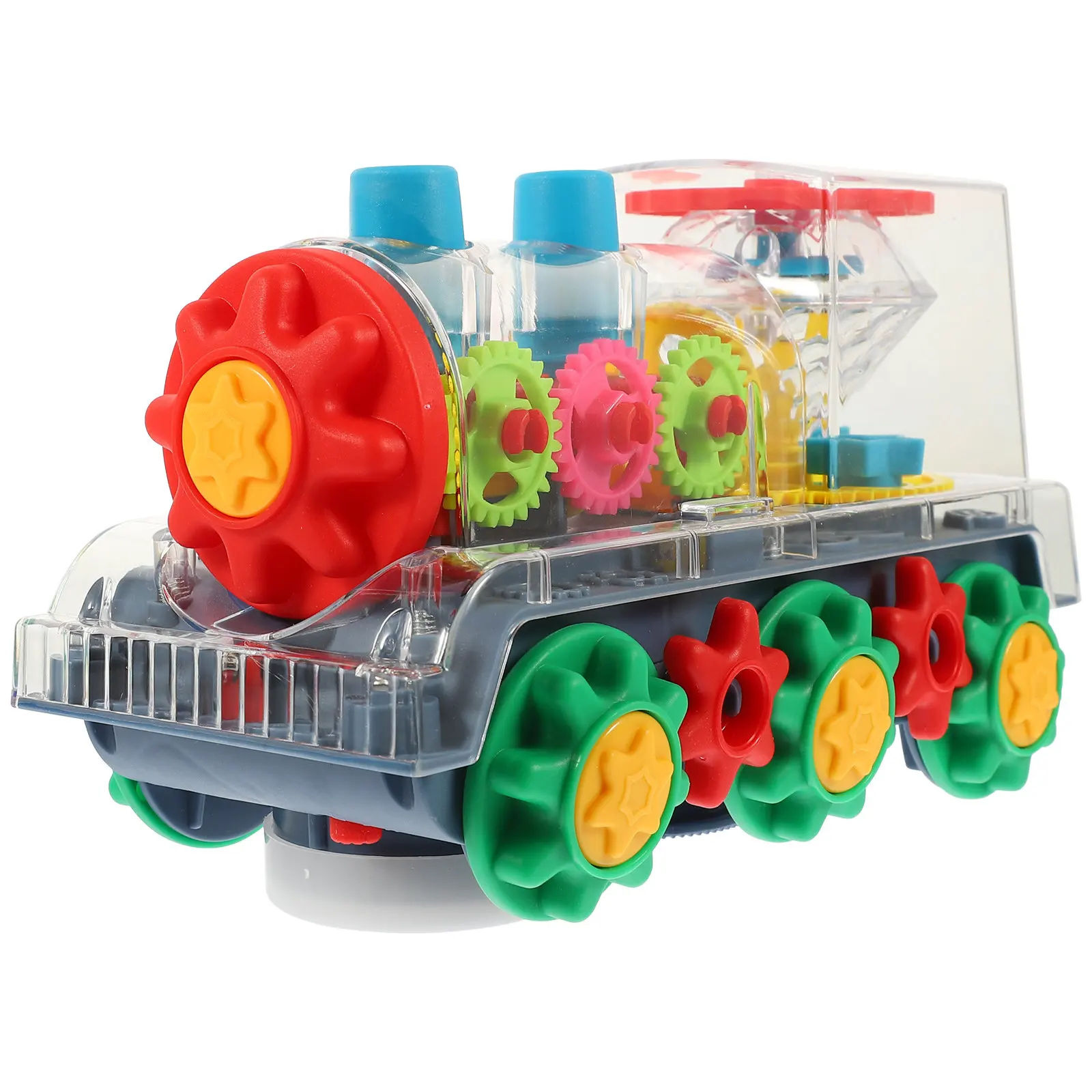 

Electric Train Gear Car Bright Colors Battery Operated Musical Light Up Educational Mechanical Moving for Kids 1-5