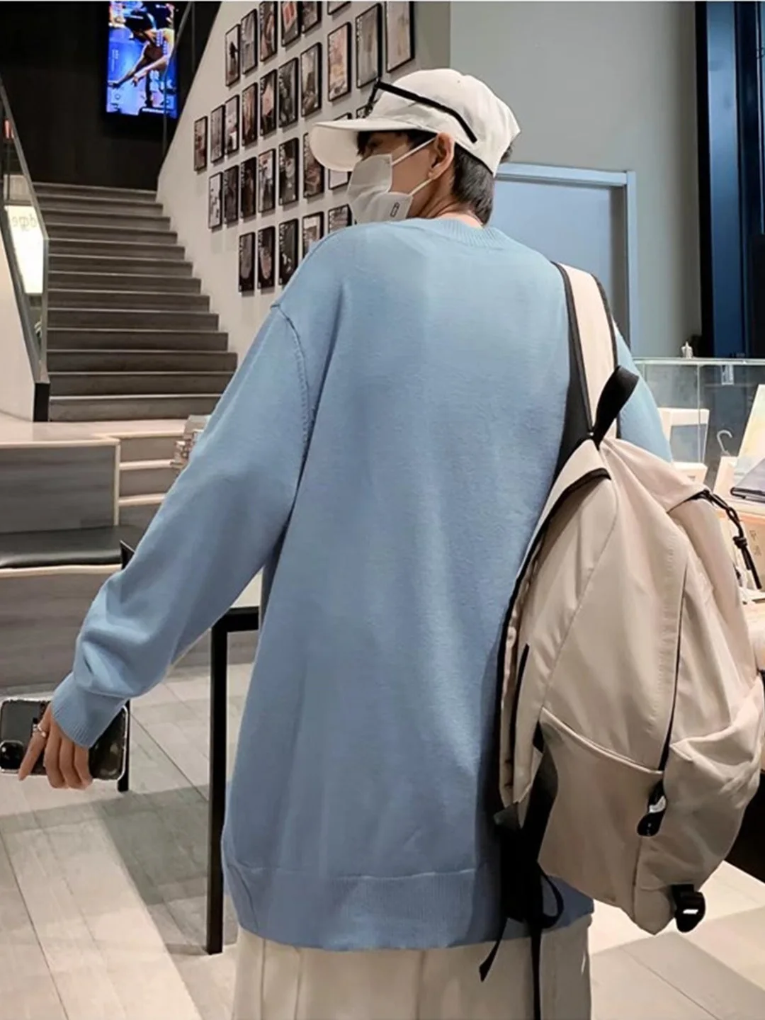 

Loose Fit round Ne Knitwear Pure Color Autumn Winter Men's Faion Korean Sle Casual Long Sve Top for Daily Wear