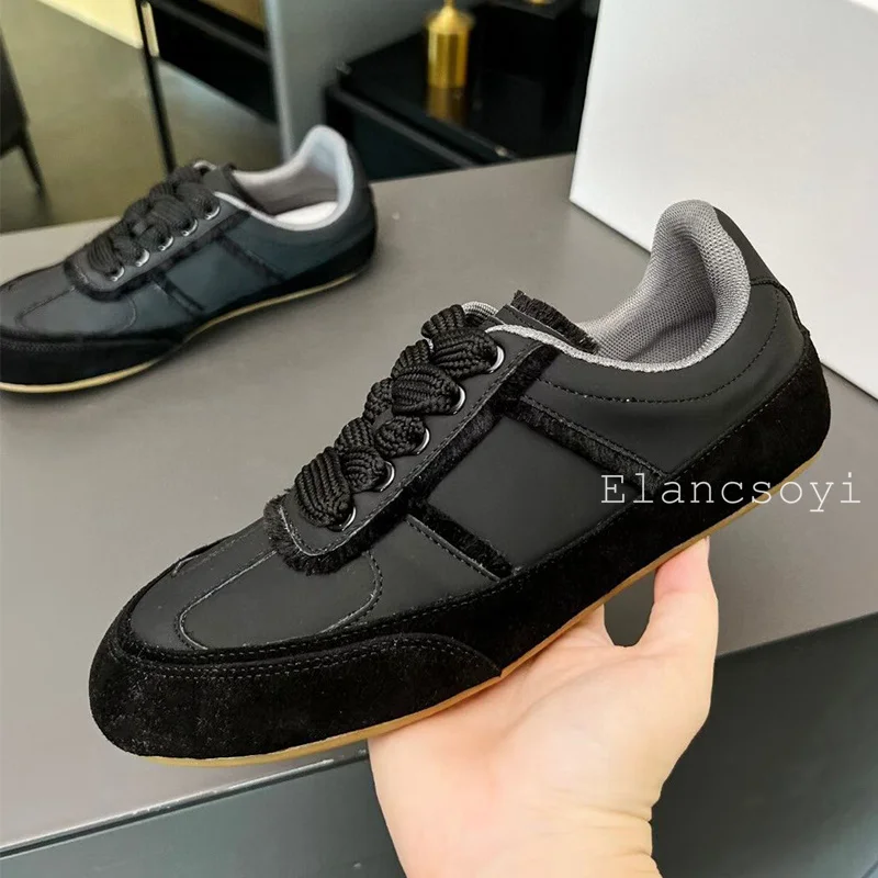 Genuine Leather Lace Up Round Toe Sneakers Women Retro Soft Soled Walking Single Shoes Female Spring Autumn Casual Tennis Shoes