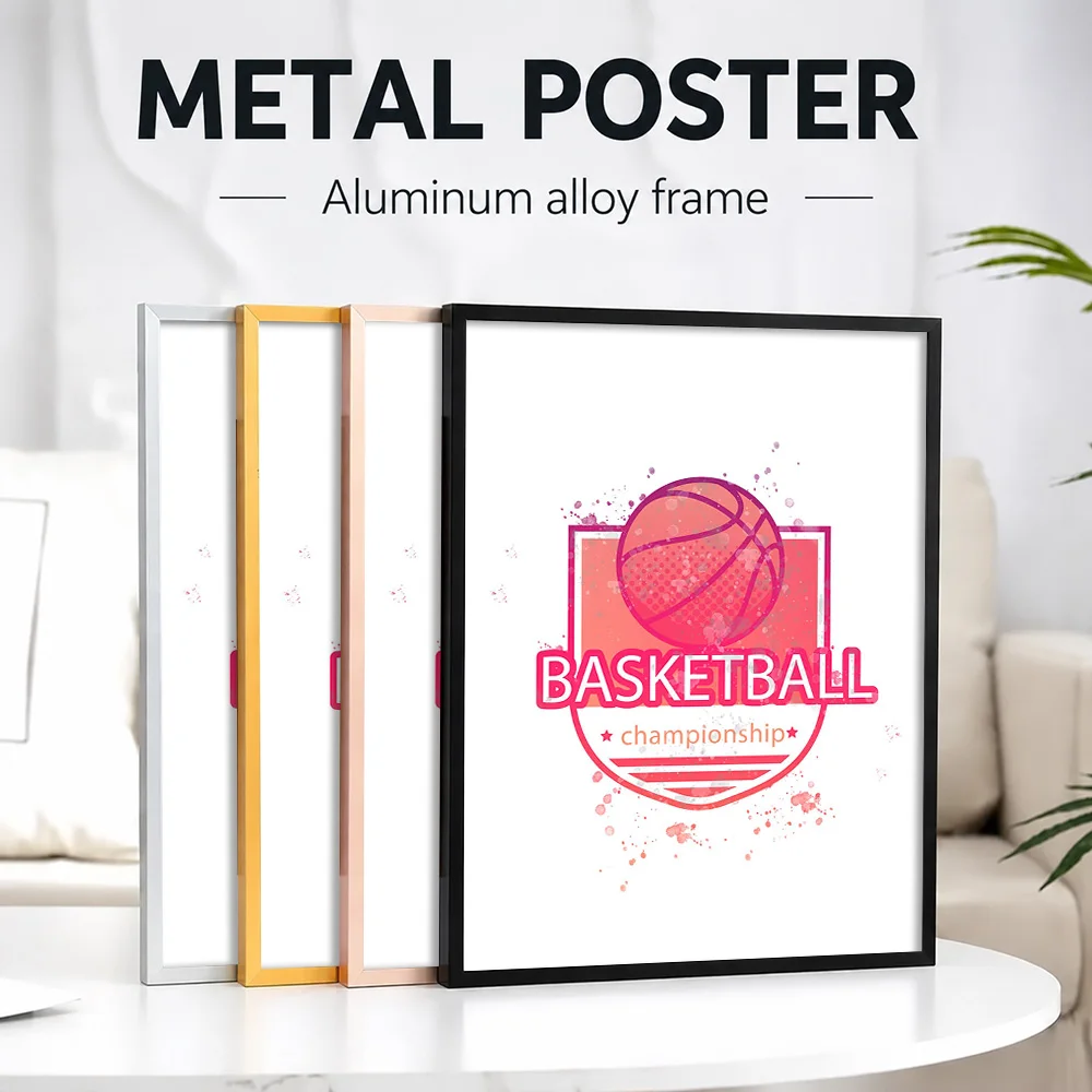 Basketball Sport Framed Aluminum Metal Poster Customized Photo Energetic Match Style Wall Art For Training Space Hoops Fan Gift