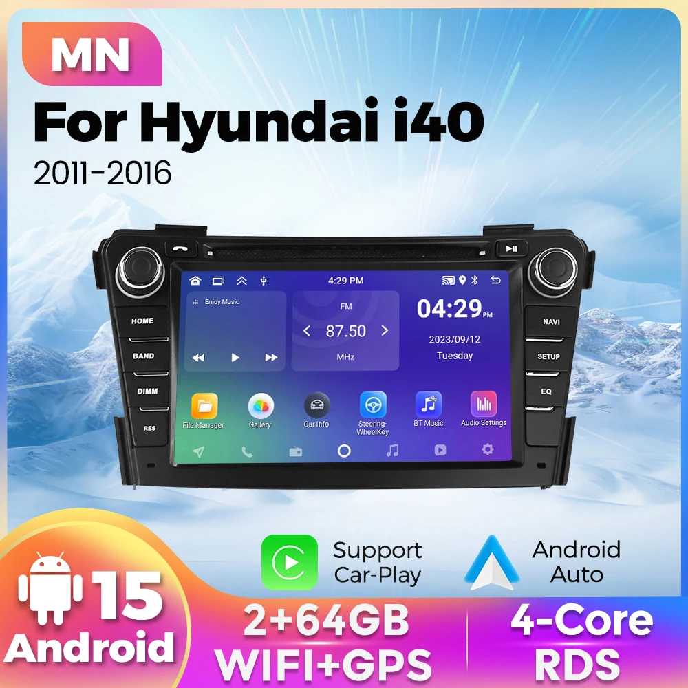 MEKEDE&NAVIFLY Android 15 2+64GB Autoradio Multimedia Für Hyundai i40 2011-2019 Drahtlose CarPlay Intelligente auto audio system