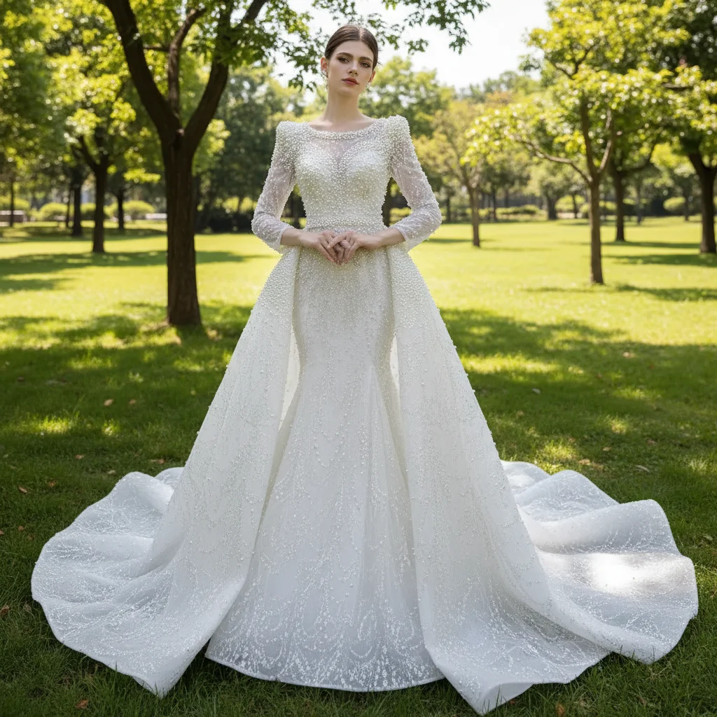 Rosymae Victorian Style Handmade Wedding Dress with Long Sleeve Elegant Bridal Gown for Women vestido de noiva