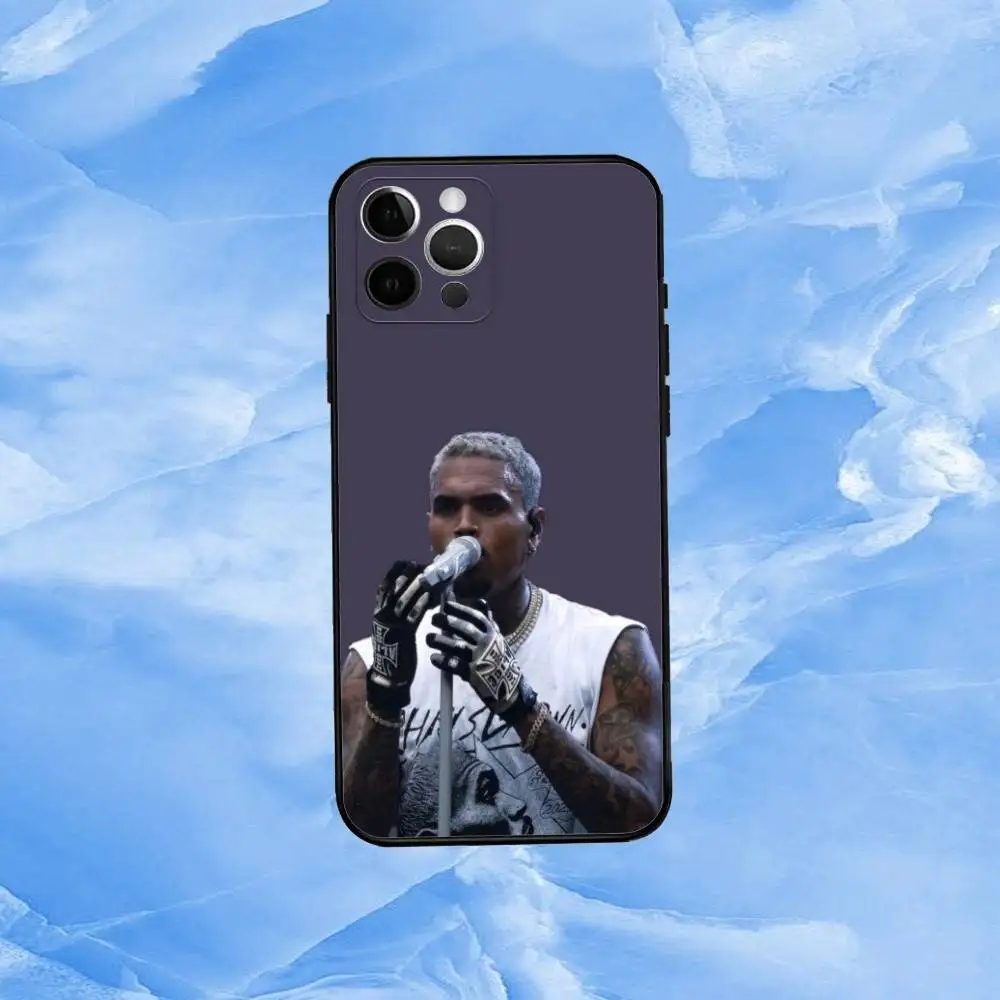 حافظة هاتف Singer Rap C-Chris B-Brown لهاتف iPhone 17,16,15,14,13,12,11 Plus، Pro Max، XS، غطاء أسود من السيليكون الناعم #6