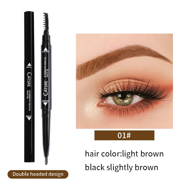 Stylo Eyeliner rotatif deux en un, Double tête, ombre à paupières, Durable, étanche, sans bavures, brosse à sourcils, Nature tridimensionnelle