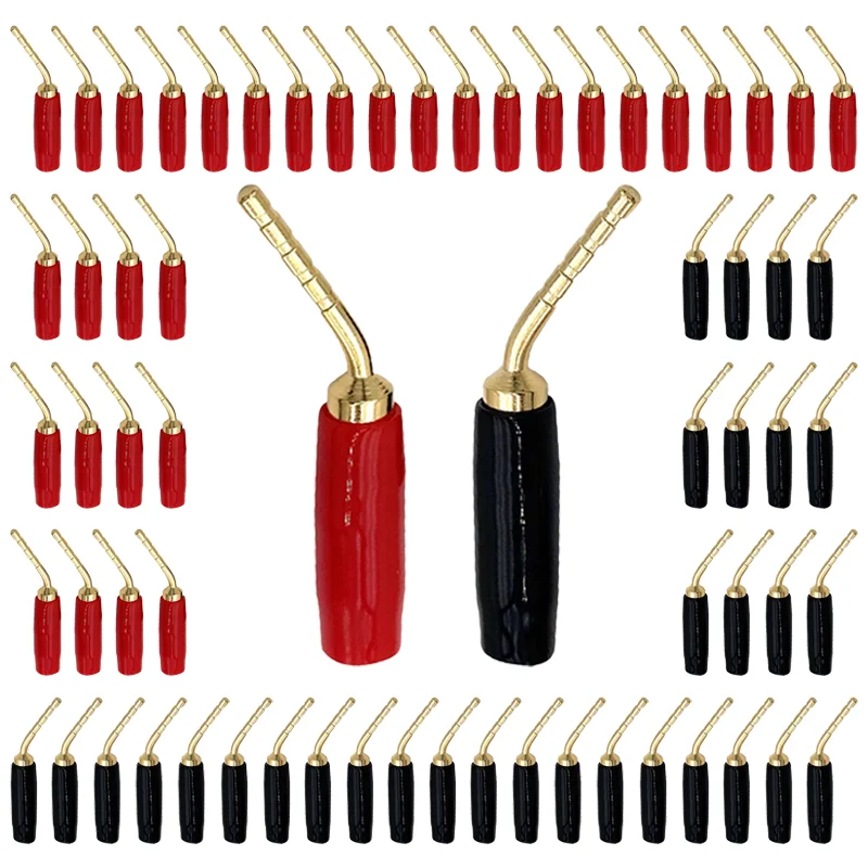 

20Pcs 2mm Red Black Curved Pin Banana Plug Connector Right Angle Banana Male Plugs Audio Speaker Wire Cable Connectors