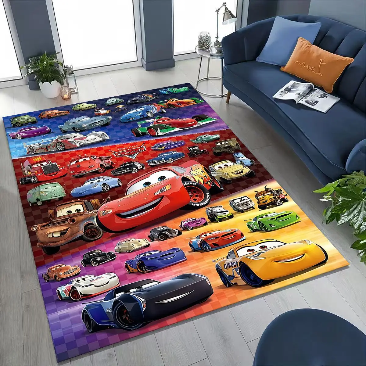 

3D Lightning McQueen Cars Cartoon Rug for Bedroom Living Room Sofa Home Doormat Decor, Large Kids Play Non-slip Floor Mat Gift