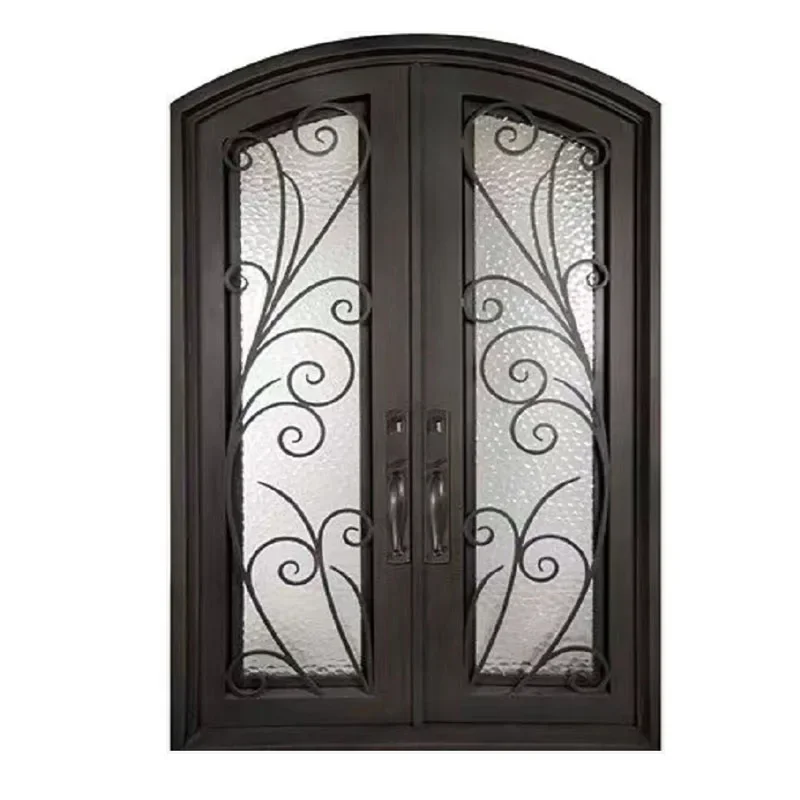 Luxury double arch design wrought iron security door house main entry door