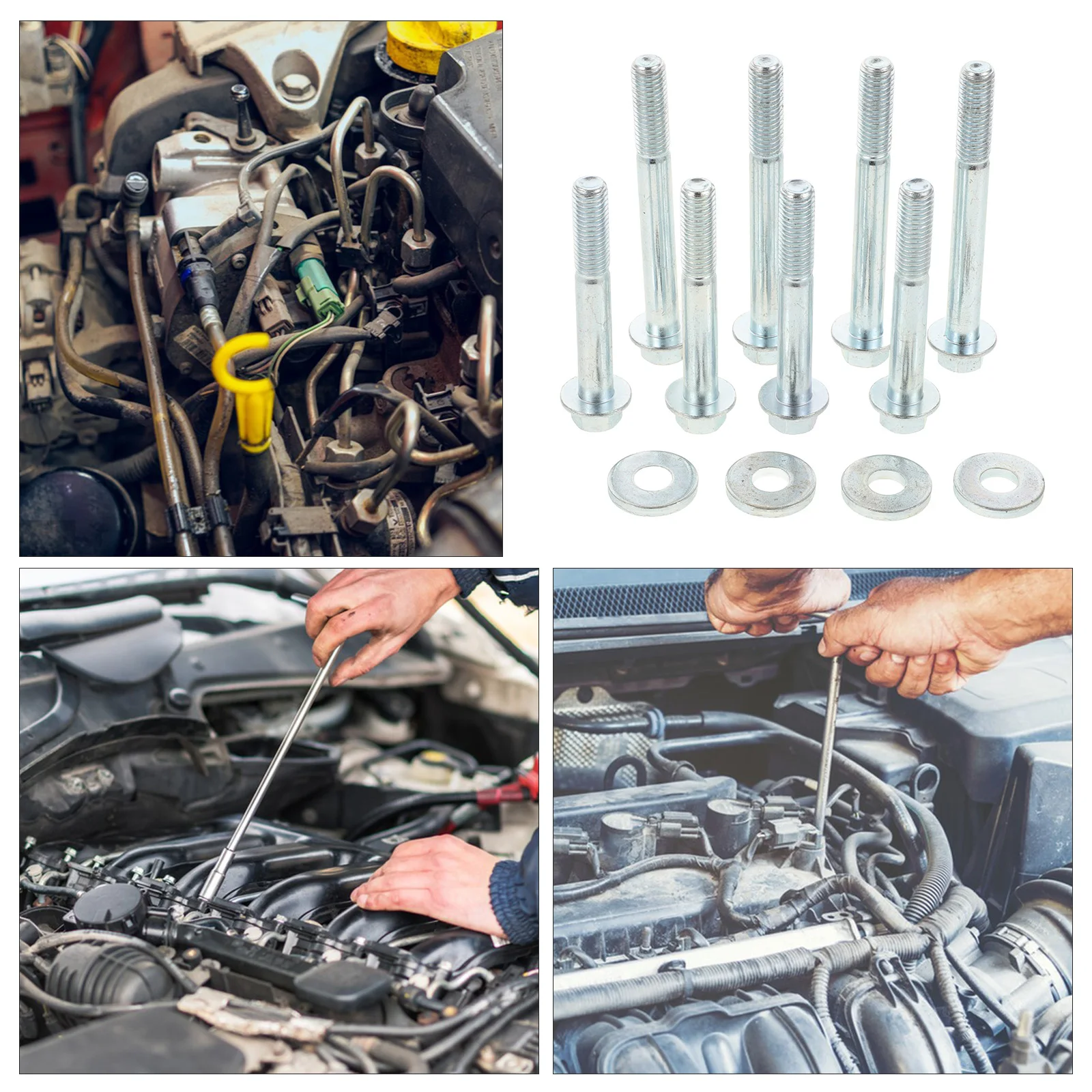 

Heavy Duty Stand Bolts Set Durable Car Engine Support Bolt Kit Washer Deep Thread Vibration Reduction Auto Parts Replacement