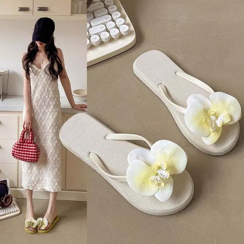 

2025 Summer Women Beach Slippers Fashion NonSlip Soft Sole Sandals Butterfly Orchid Casual Vacation Sandals Travel Walking Shoes