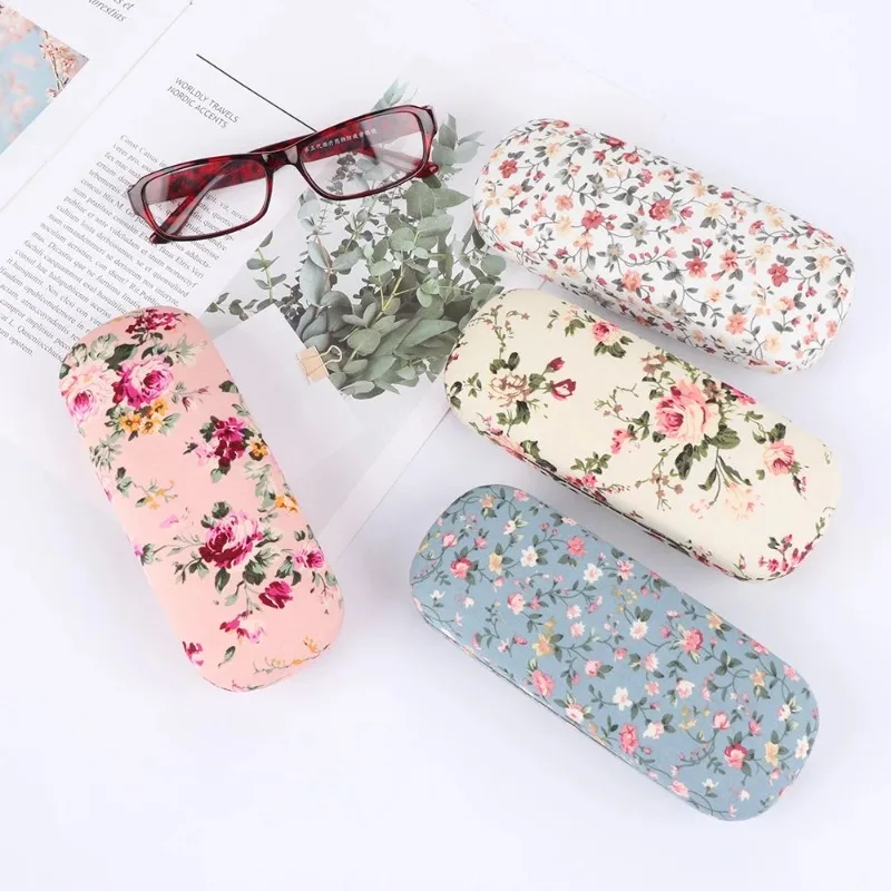 1PC Mode Tragbare Stoffe Floral Gläser Fall Lesebrille Box Sonnenbrille Taschen Brillenetui Harte Brillen Schutz
