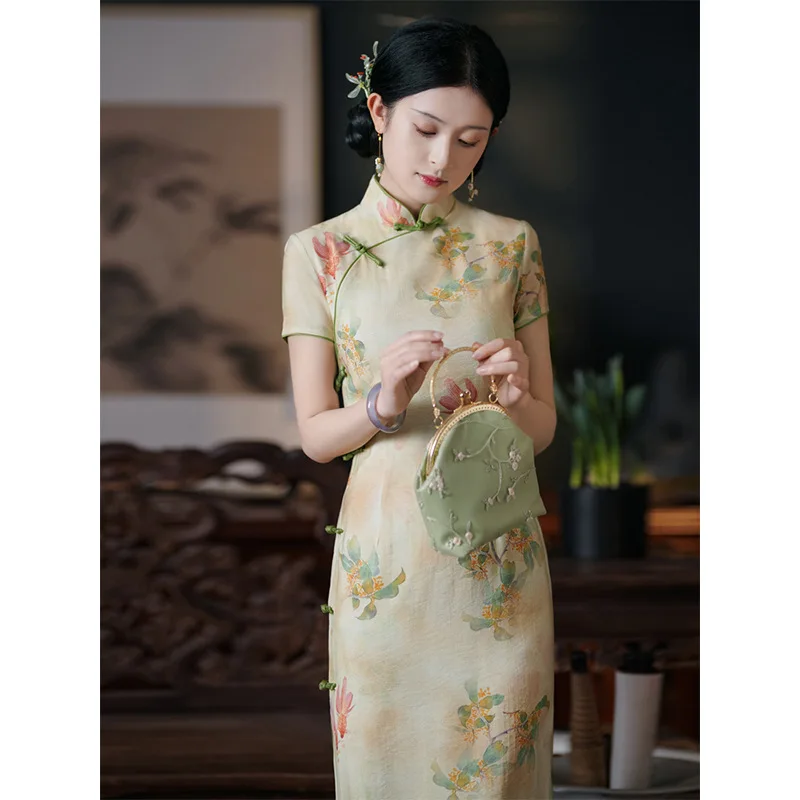 Yourqipao Chinese Ink Printing Women Cheongsam 2023 Autumn Retro Daily Elegant Qipao Evening Dresses Hanfu Skirt Prom Gowns