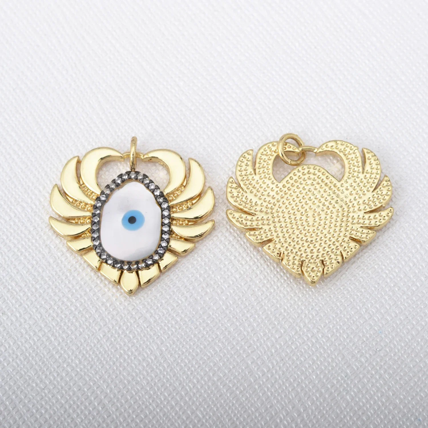 5 Pcs Enamel Pendants DIY Necklace Jewelry Making Accessories Devil Eye Tauren Lock Teardrop Shape Round Oval Heart Zircon Charm