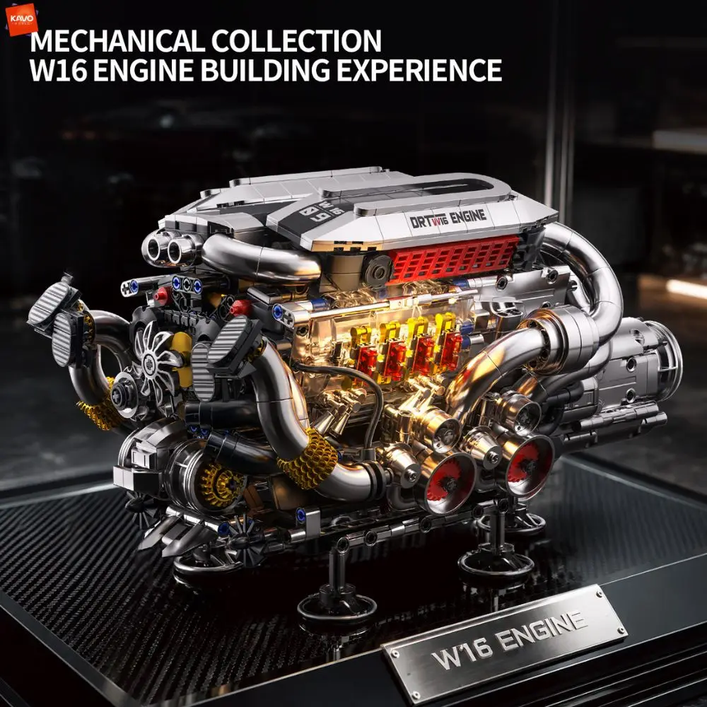 Image of KAVOWORLD 1688-teiliger Technischer Motorbausatz, Realistisches Mechanisches Motor-Bausteinset, DIY-Montage-Technikspielzeug für Erwachsene