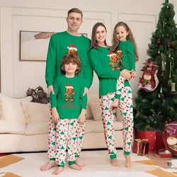 Cute Gingerbread Man Print Christmas Family Pajamas Set Father Mother Kids Girl Baby Top+pants Matching Outfits Xmas Sleepwear