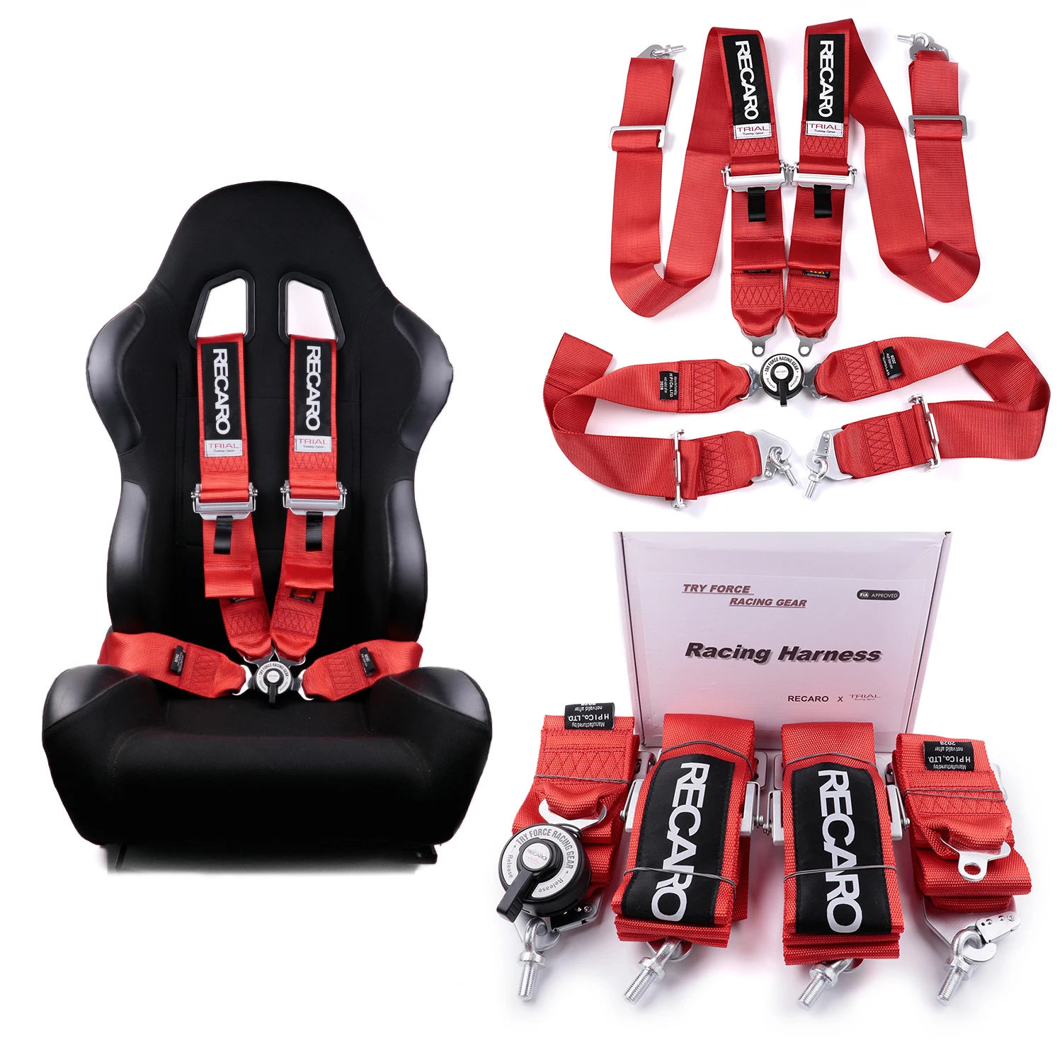 

RECARO 4 Point 3 Inch High Quality Racing Seat Belt Adjustable Sport Drift Snap-On Harness Quick Release Shoulder Strap Seatbelt