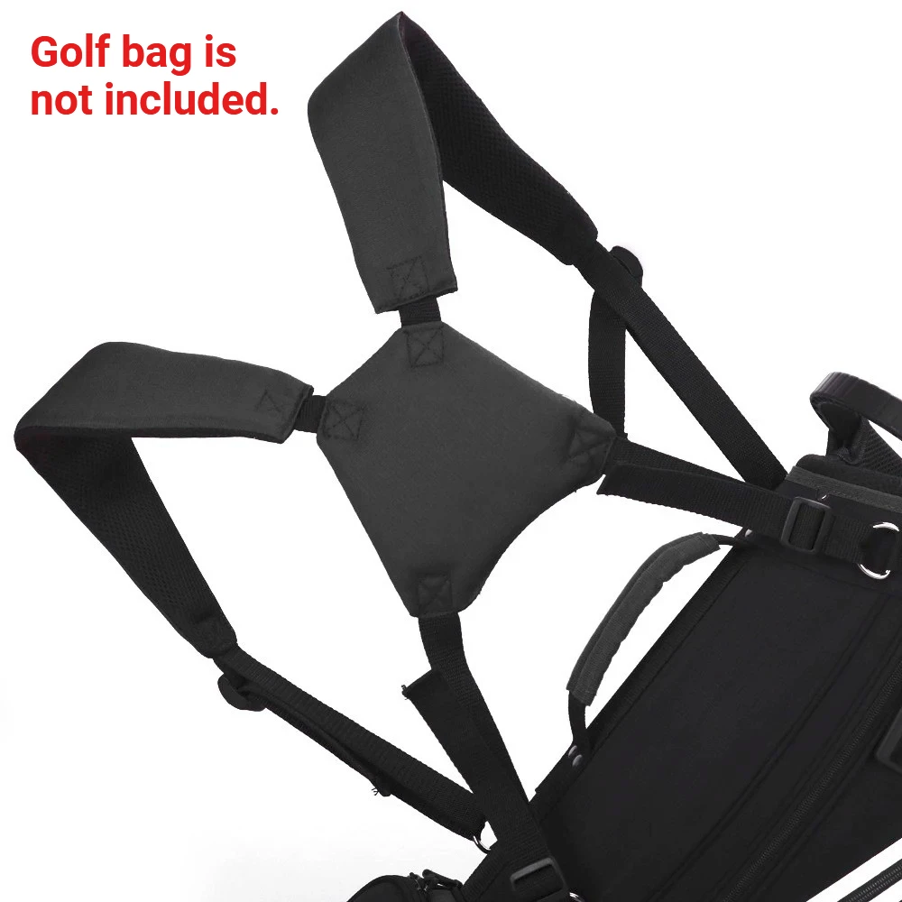 1 قطعة حقيبة حمل الغولف السوداء حزام الغولف حزام الكتف المزدوج النايلون مقاوم للماء قابل للتعديل طول مشبك هيكل لوازم الغولف