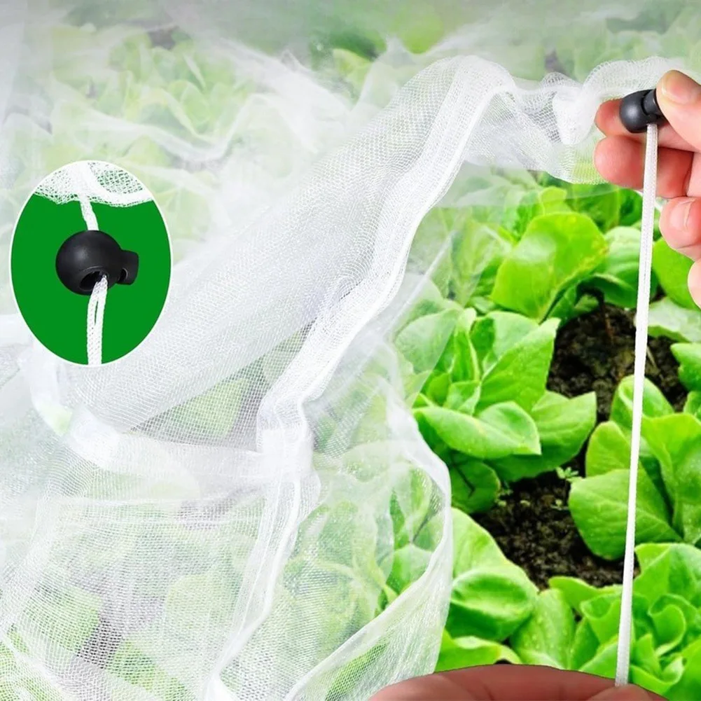 Adjustable Garden Netting with Drawstring for Raised Beds - Polyester Fine Mesh Plant Protector for Vegetables Flowers