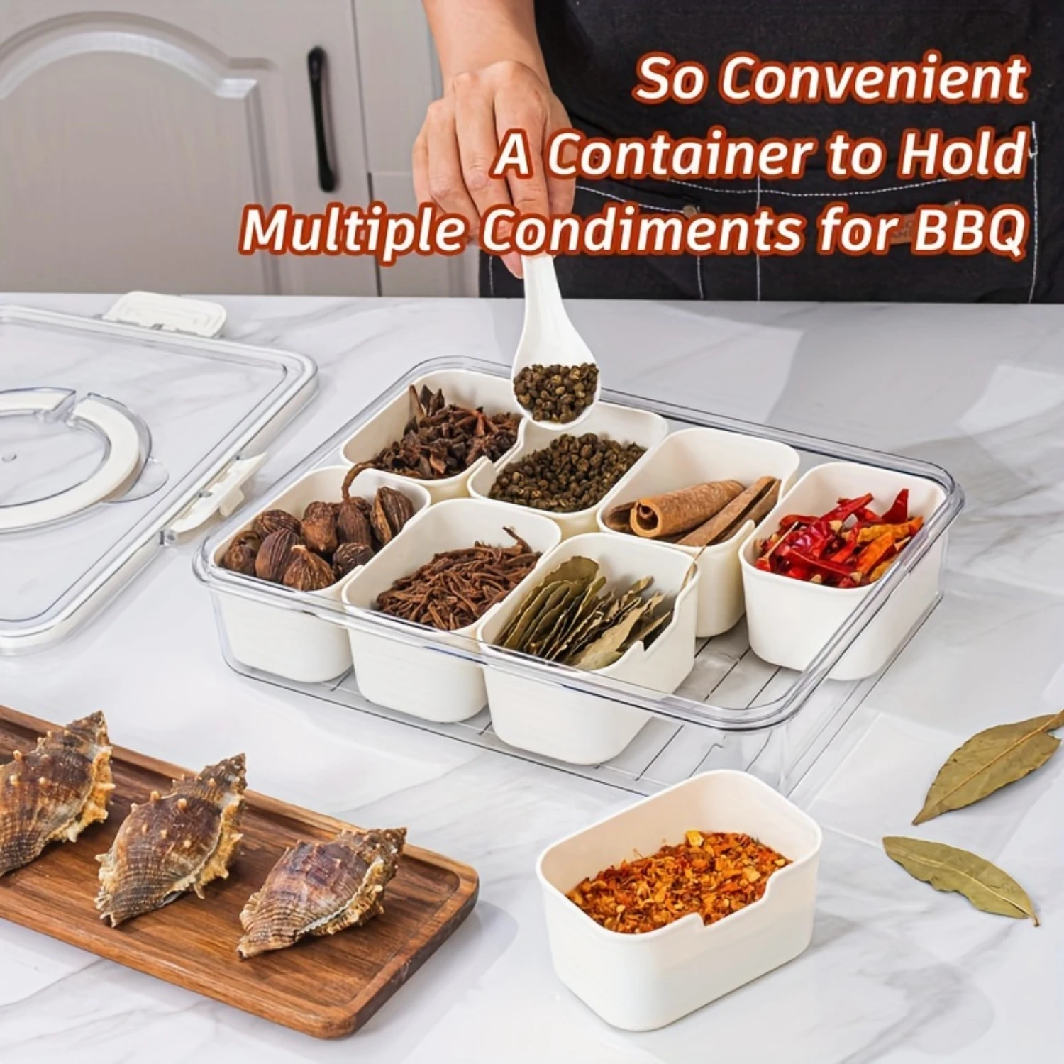 

Divided Serving Tray with Lid and Handle--Snackle Box Charcuterie Container for Portable Snack Platters - Clear Organizer for Ca