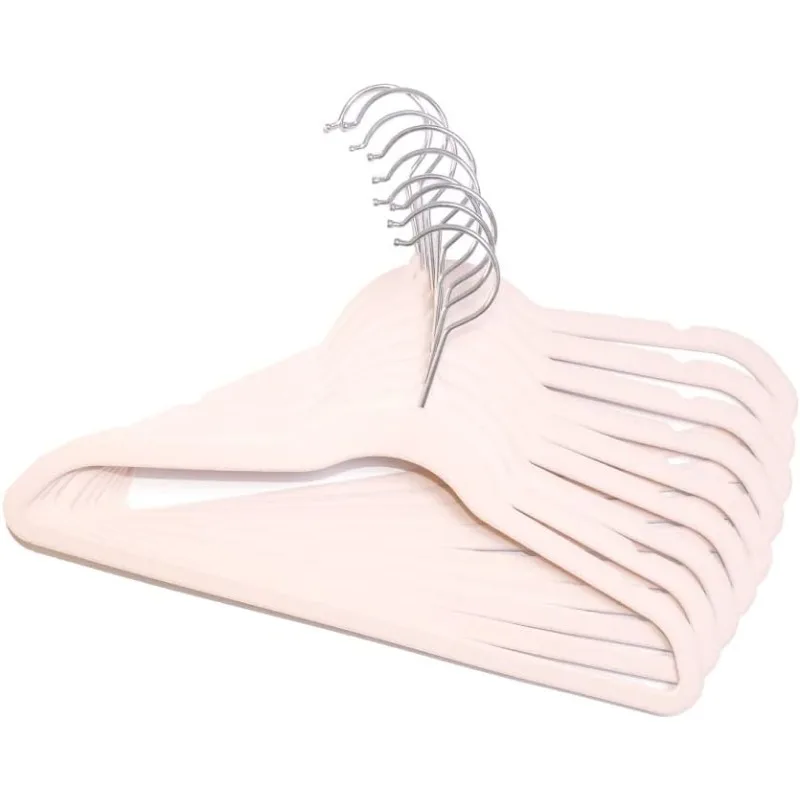 

Deluxe Thin Velvet Baby Hangers - 100 Pack, Non-Slip, 360-Degree Swivel Hook, Rose Colored, Greater Space for Closet Organizers