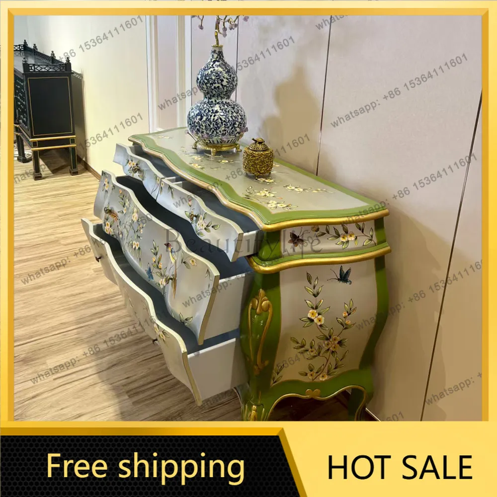 LD Magpie Branch Series | French Vintage Light Luxury Three-Drawer Cabinet Entryway Cabinet