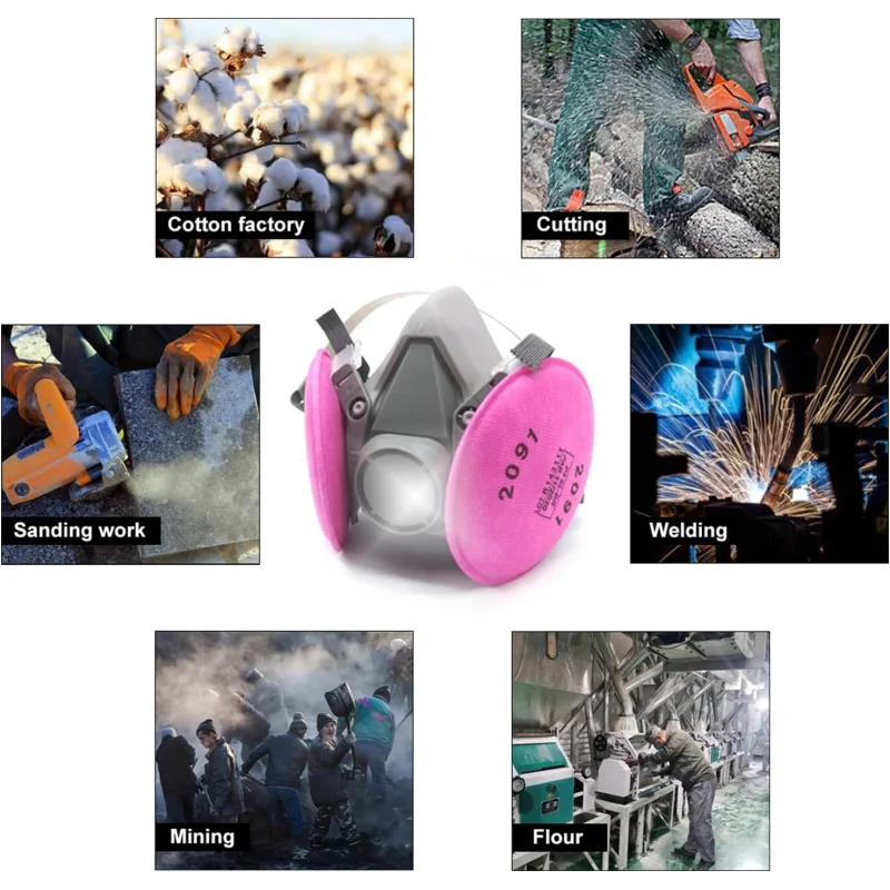 Demi-masque réutilisable - un masque respiratoire avec un filtre pour peinture en aérosol, la poussière, le soudage, la résine, la fumée et les gaz vapeurs organiques