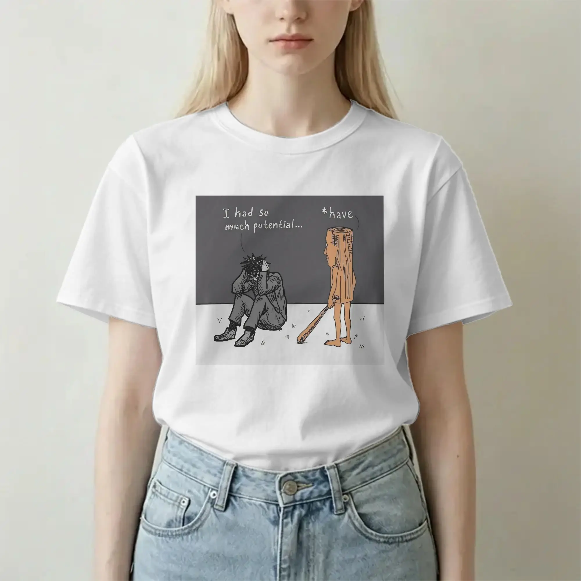 I Had So Much Potential T-Shirt Men Women's O Neck Pure Cotton T Shirts Funny Triple T Sahur Bruh Tee Shirt Graphic Clothes