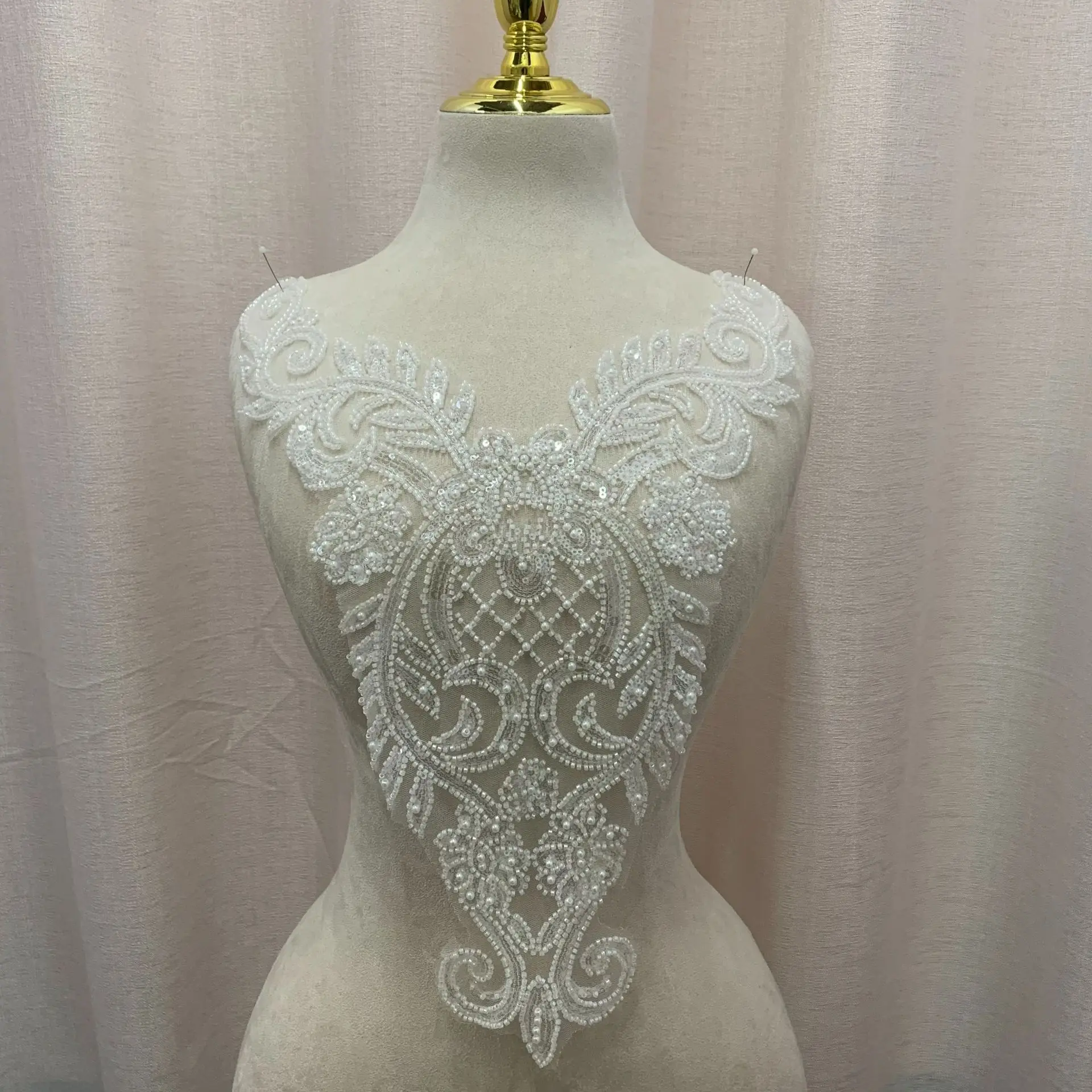 9 Style Ivory Wedding Dress Rhinestone Top Embellishment Material Beaded Crystal Accessories Profiling Appliqued Gown Fabric